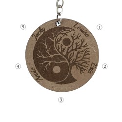 Porte clé  "Arbre de vie Yin Yang" avec prénoms