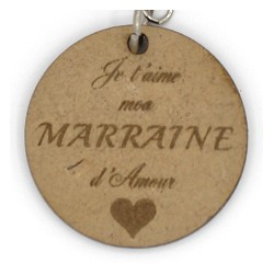 Porte clé  "je t'aime marraine"